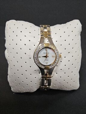 Armitron Two-Tone Silver and Gold Crystal Accent Ladies Watch